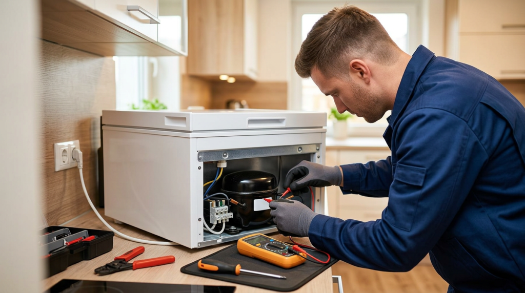 الديب فريزر لا يعمل بعد توصيل الكهرباء