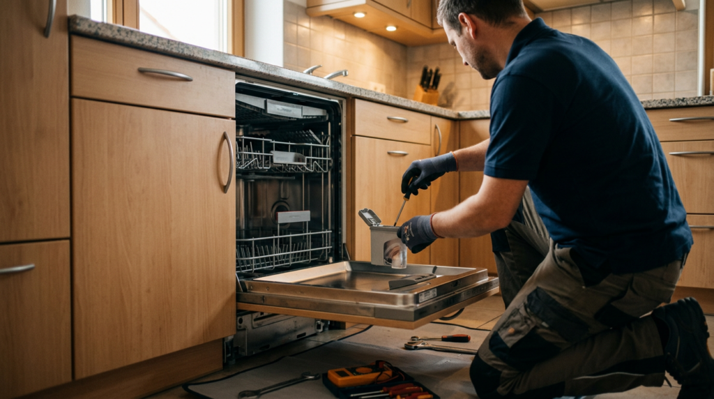 غسالة المواعين تطلع المواعين بيضاء